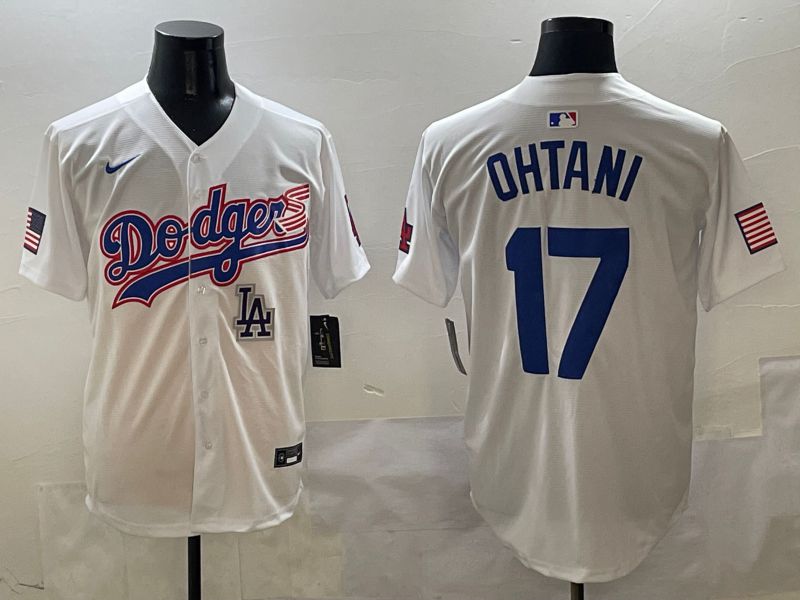Men Los Angeles Dodgers 17 Ohtani White Second generation Joint Name Nike 2025 MLB Jersey style 10
